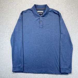St. John's Bay Polo Shirt Men’s Large Blue Long Sleeve Cotton Blend
